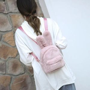 Sacs d'école en fourrure pour femmes, sacs à dos moelleux d'hiver en peluche Mochila à la mode Y2K, sac à dos pour enfants rose 2024