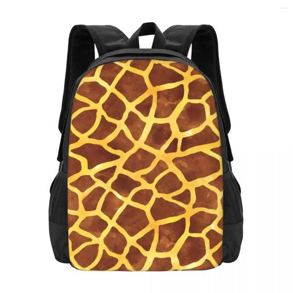 Sacs d'école sac à dos imprimé girafe marron et jaune femmes hommes sacs à dos de voyage en Polyester sac à dos léger et frais