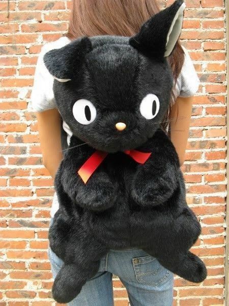 Mochilas escolares Chica de dibujos animados gato negro bolso de muñeca de peluche mujeres personalidad linda mochila de piel divertida 230818