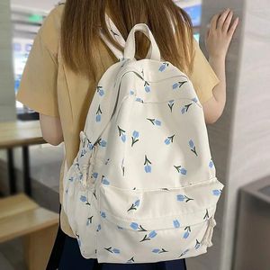 Sacs d'école fille sac à dos de livre de voyage à fleurs femmes mignonnes sac d'impression à la mode femme ordinateur portable collège mode dames Kawaii