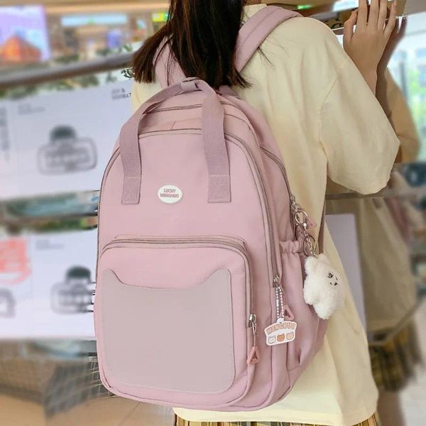 Sacs d'école Girl Pink ordinateur portable sac à dos tendance imperméable féminin de voyage Bag des femmes dames mignonnes collégiales Femmes de loisirs