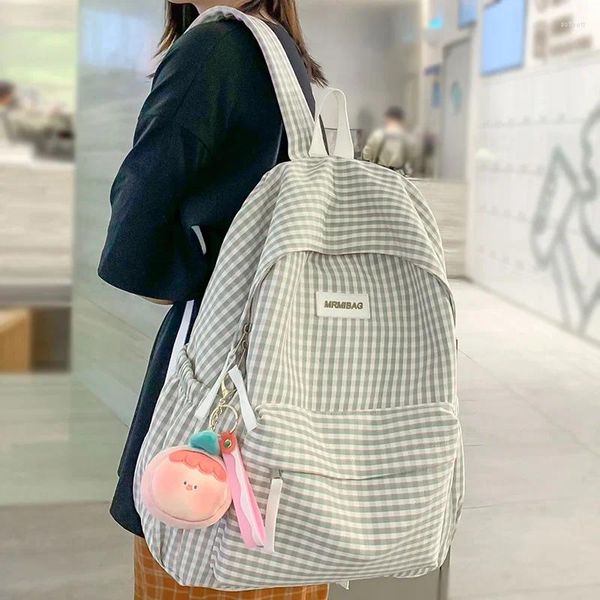 Bolsas escolares Chica Plaid Kawaii Travel Book Mochila Lady Lattice Bag Moda Mujer Lindo Laptop Ocio Universidad Mujeres