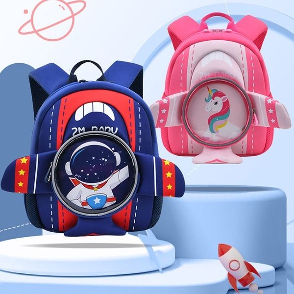 Mochilas escolares Niñas Niños Astronautas lindos Unicornio Mochilas escolares para niños Dibujos animados en 3D Moda Mochila pequeña Alas de avión 230712