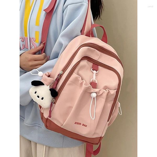 Sacs d'école Girls Casual Strings Sac à dos Femme Femme Femme Grand livre Pink Bagpack Mochila Bolsa Off Rucksack Cute Sac