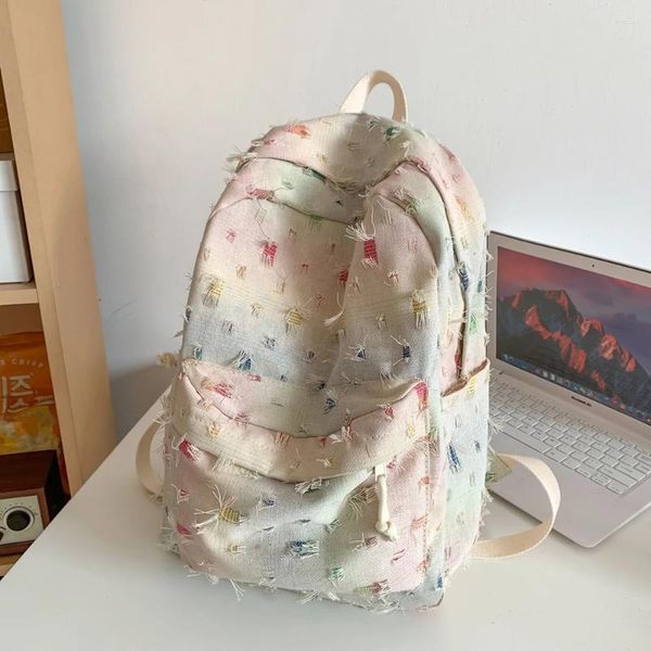 Sacs d'école Gradient Ripped Backpack for Girls Large Book Bookbag Bookbag Casual Travel Daypacks OPLOTOP COLLEGE