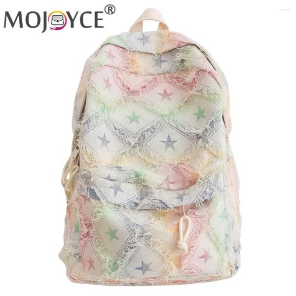 Sacs d'école Gradient Ripped Casual Travel Daypacks Big Tolevas Aesthetic Backpack Fashion Fashion Schoolbag pour Girls College