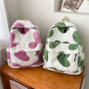 Sacs d'école coeur en peluche dessin animé sac à dos fille sacs à dos mignon fourrure enfants enfants cadeau livre sac Mochilas Para Mujer 230828