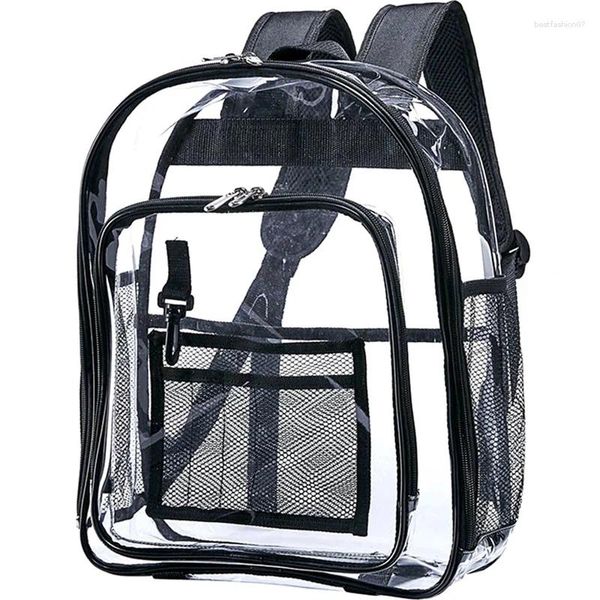 Sacs d'école Hourde Clear Sackepack Security Transparent Voir à travers le sac à compteur pour vérifier et voyager