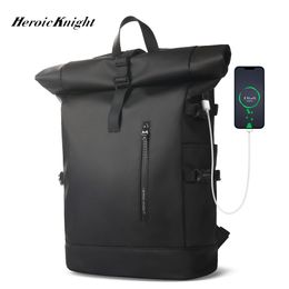 Mochilas escolares Heroic Knight Men s Backpack Impermeable Rollup Women Travel Expansible Carga USB Gran capacidad Laptop Bag Mochilas 230729