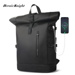 Schooltassen Heroic Knight Herenrugzak Waterdicht Rollup Dames Reizen Uitbreidbaar USB Opladen Grote capaciteit Laptoptas Mochilas 230905