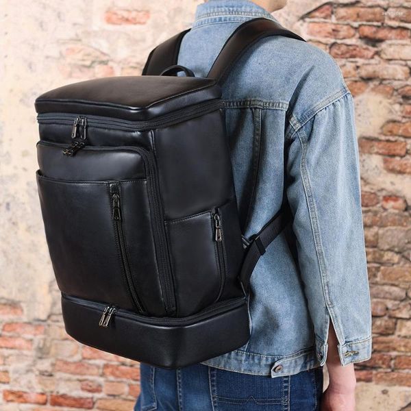 Sacs d'école Sac à dos de grande capacité pour hommes en plein air Sac avec compartiment à chaussures Séparation sèche et humide Ordinateur de voyage étanche