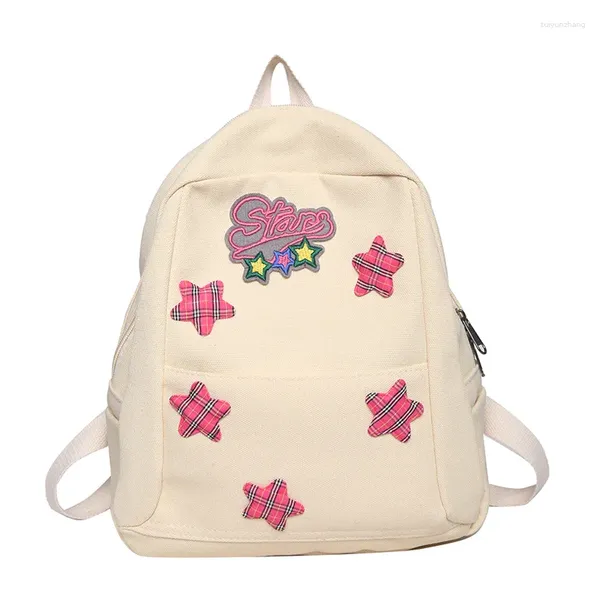 Bolsas escolares High Girls Star Mochila para estudiantes Y2K Bolsa blanca Moda Linda Childrean Mochilas de viaje coreanas 2024