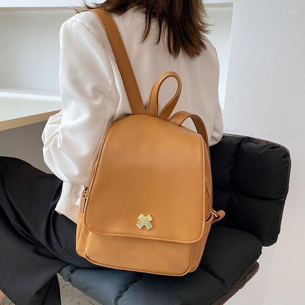 Bolsas escolares de alta calidad para mujeres PU cuero mochila de cuero damas bolso de hombro de viaje para adolescentes diseñador femenino mochila pequeña