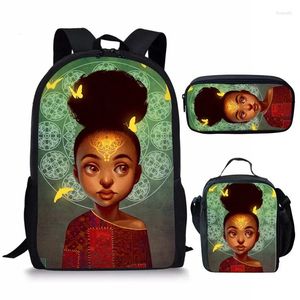 Sacs d'école Hip Hop Harajuku Funny African Girls 3pcs / Set Backpack 3D Impression d'étudiant Bookbag Book Voyage ordinateur portable Day Pack Crayer Crayer