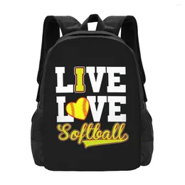 Schooltassen Ik hou van geel softbal eenvoudige stijlvolle student schooltas waterdichte grote capaciteit casual rugzak reis laptop rucksack