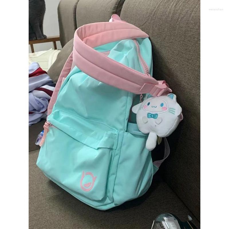 School Bags Ins Preppy Style For Girls Kawaii Patchwork Women's Backpack Lazy Outing Female Bag 2023 Spring Summer