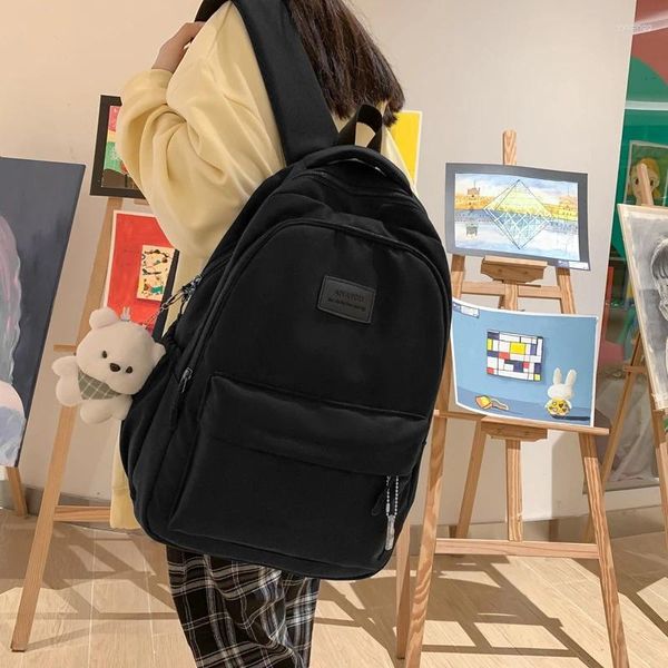 Mochilas escolares japonesas para estudiantes de secundaria, mochila impermeable de gran capacidad, organizador de papelería para libros y portátiles para mujer