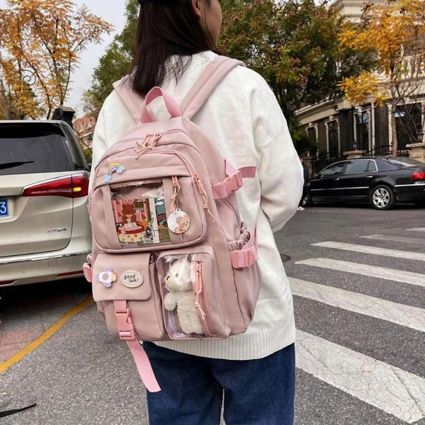 Bolsas escolares Kawaii itabag mujeres transparentes mochila de oso de bolsillo para adolescente gran capacidad estudiante universitario JK