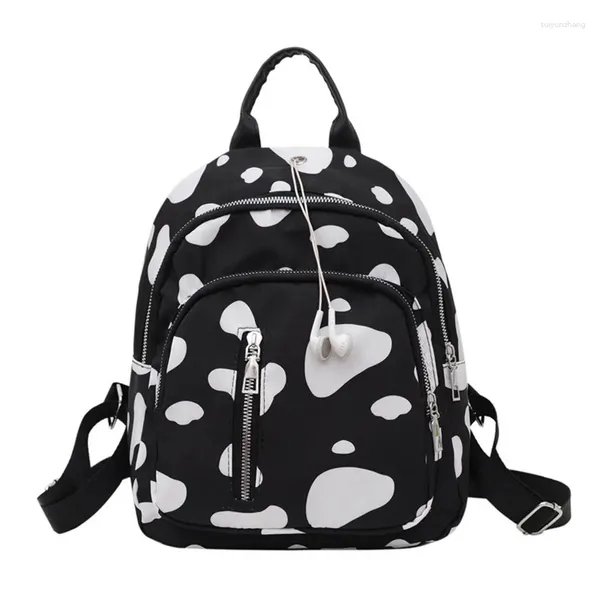 Mochilas escolares Kawaii con estampado de vaca, Mochila pequeña para mujeres y niñas, Mini mochila bonita, mochila informal de nailon para mujer, mochila de viaje, bolso de hombro