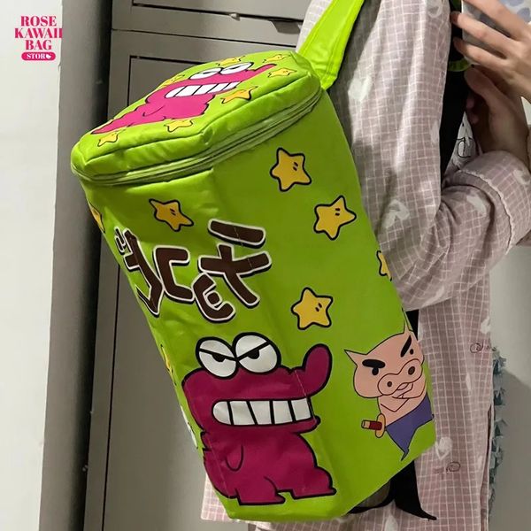 Sacs d'école Kawaii Crayon Shin-Chan sac en peluche dessin animé mignon sac à dos ouverture supérieure fermeture éclair sac à bandoulière Anime jouets en peluche pour fille cadeau d'anniversaire 230927