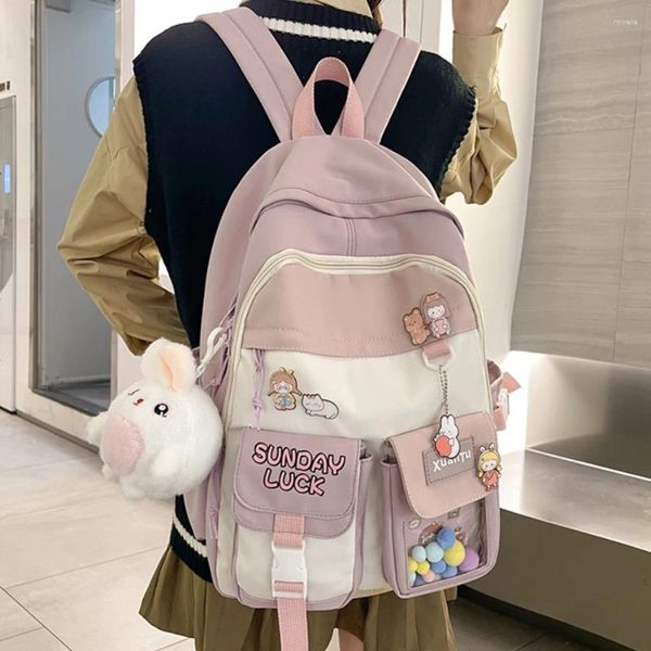 Bolsas escolares Kawaii Lindo Nylon Mochila Monederos Diseñador Mujeres Mochila Estilo Preppy Bolsa de libros para niñas adolescentes Mochila de gran capacidad