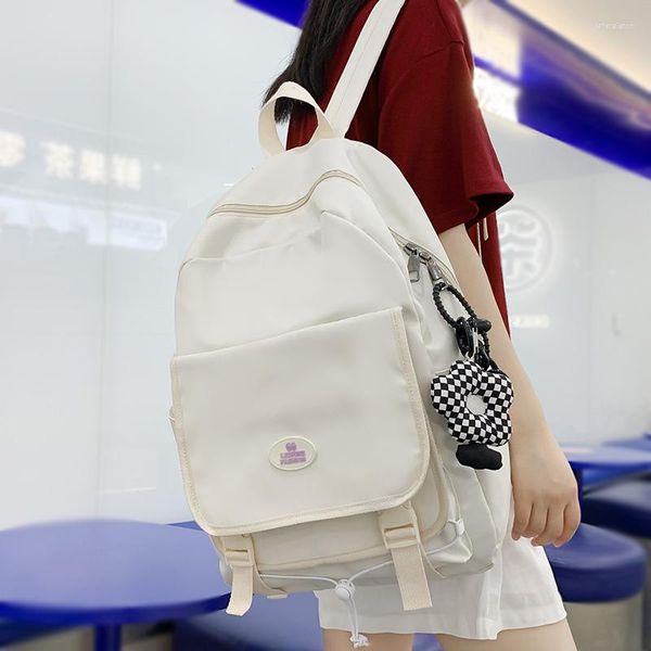 Sacs d'école Kawaii fille blanc étanche femmes mignon étudiant sac à dos mode femme ordinateur portable collège à la mode dame livre sac