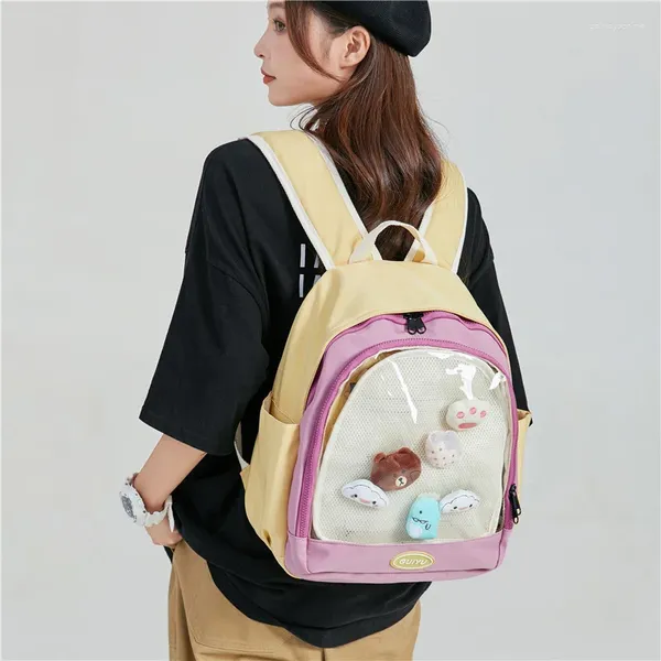 Bolsas escolares Kawaii ITA Mochila pequeña para niñas 14 pulgadas Laptop Lindo bolso DIY Lovely Black Transparente Bagpack Mujeres