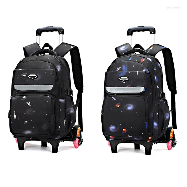 Sacs d'école Sac pour enfants avec roues roulant sac à dos pour garçons à roues 6 trolleybag de livre transportent des bagages