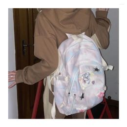 Schooltassen Koreaanse Schattige Meisjes All Match Grote Capaciteit Rugzak Roze Tie Dye Zoete Student Schooltas Y2k Ster Patchwork Mochilas Para Mujer