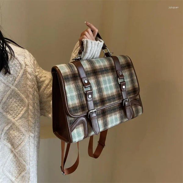 Mochilas escolares de moda coreana para mujer, morral Vintage de alta capacidad para estudiantes universitarios, bolso de lana para viajero de oficina