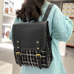 Sacs d'école Mode coréenne Femmes Sac à dos en cuir 2024 Style collégial Grande capacité Femme Sac d'ordinateur portable de luxe