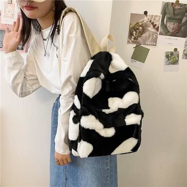 Sacs d'école coréen Preppy doux fille étudiant mignon sac à dos 2023 frais grande capacité en peluche Y2k Mochilas Para Mujer