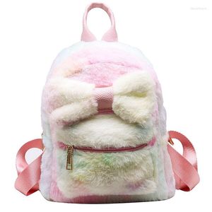 Sacs d'école Koren Style grand arc en peluche sac à dos femmes dessin animé petit Kawaii enfants filles sac voyage épaule