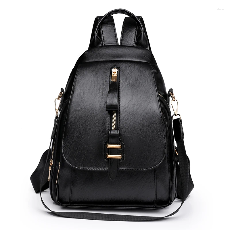 School Bags Ladies Fashion Travel Shoulder Bag Vintage Backpack For Women Girl High Quality Soft Leather Female Handbags