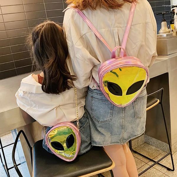 Sacs d'école dames portefeuilles dessin animé pour femmes enfants Alien Transparent gelée sac épaule sac à dos téléphone pièce Kawaii sac à main