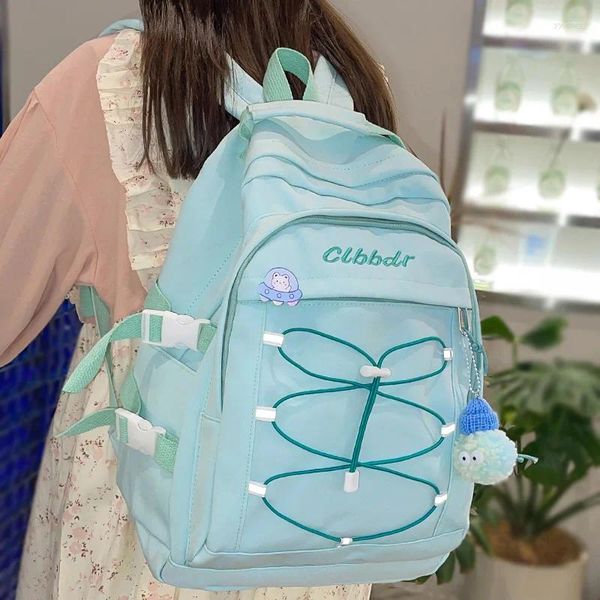 Bolsas escolares Lady Cross Rope Student Mochila Chica Nylon Bolsa de viaje Moda Cool Mujer Universidad Moda Mujeres Laptop Libro