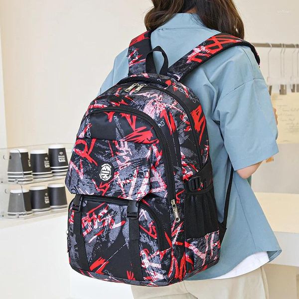 Sacs d'école Grande capacité Camouflage cartables Girll coréen cartable sac à dos décontracté Graffiti orthopédique tendance Oxford sac à dos