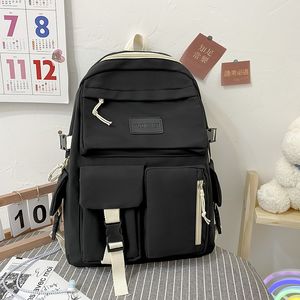 School Bags Large Capacity Canvas Black Backpack Light Simple Travel Bag Canvas Backpack Student School Bag Canvas Student Zipper Backpack 230711