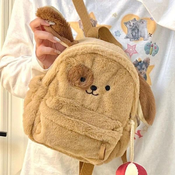 Sacs d'école grande capacité dessin animé chiot sacs à dos créatif JK Lolita poupée Animal sac à bandoulière chien en peluche étudiants