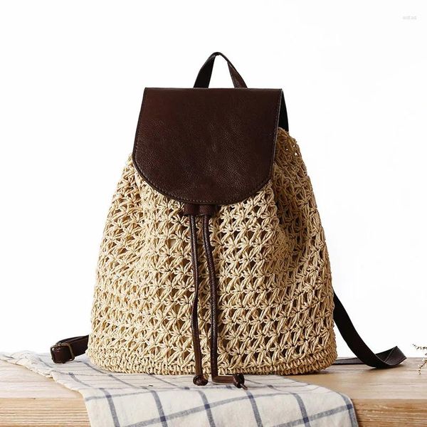 Sacs d'école de grande capacité Summer Beach Woven Sac à dos