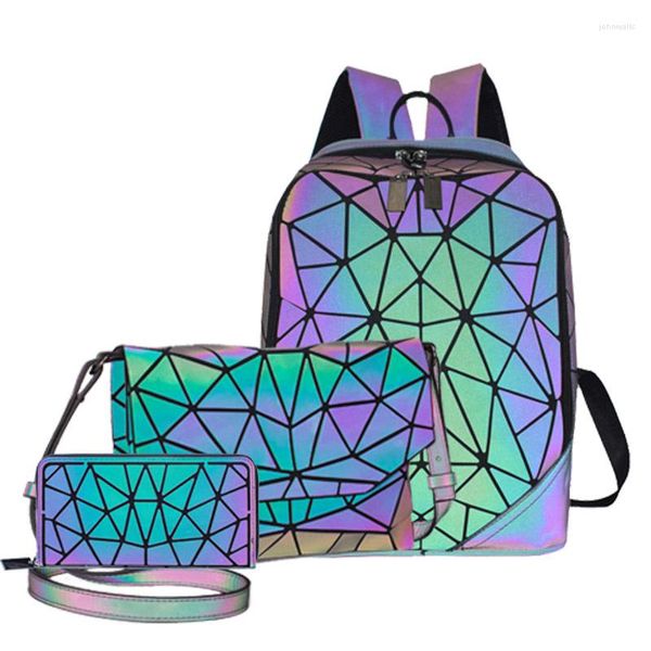 Sacs d'école Laser lumineux Bao sac Sequin ensemble sac à dos pour femmes épaule filles femme Design sac à dos holographique