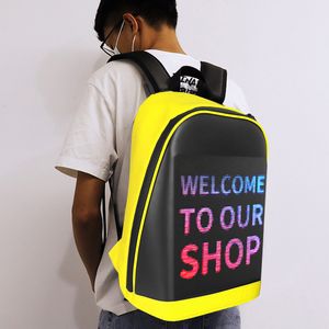 Schooltassen LED Display Screen Backpack Business Travel Laptop Bag Smart Wireless Wifi App Control Multi Function for Women Men 230313