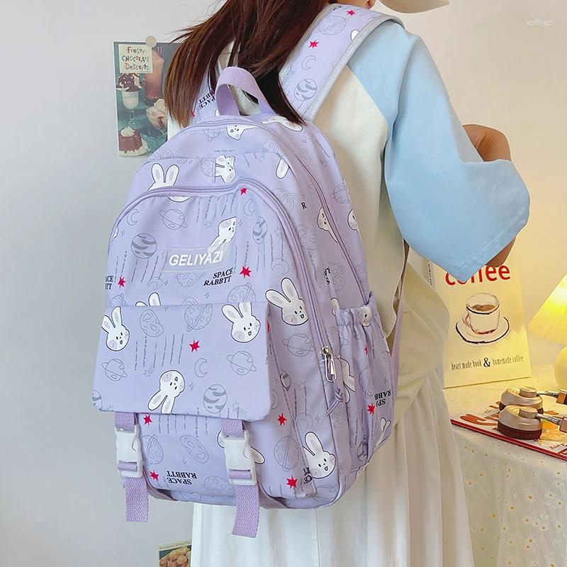 School Bags Light Casual Backpack Women Large Capacity Backpacks Multi-layer Pockets Travel For Girls Soft College Student