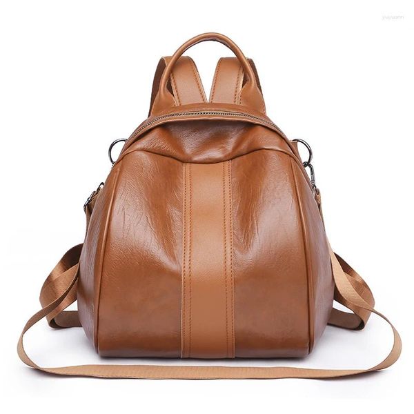 Mochilas escolares ligeras Retro para mujer, mochila de cuero de alta calidad, bolso suave de lujo para mujer, gran capacidad, viaje informal con un hombro