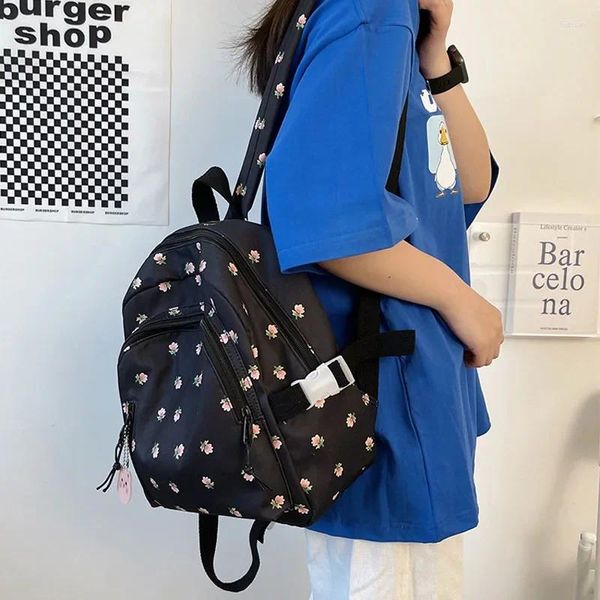 Sacs d'école Lightweight Nylon Travel Bag Girl's Mini Fresh Fresh Imprided Backpack Student