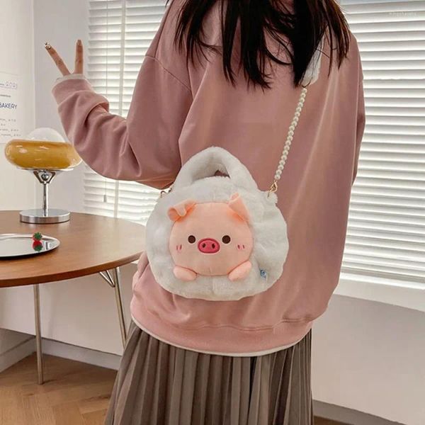 Bolsas escolares lolita felpa crossbody cerdo oso pollito cordero mujeres bolsos lindo pequeño estilo coreano animal bolsa