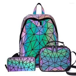 Schooltassen Lumineuze rugzakken vrouwen geometrische 14inch laptop rugzak schouder bao tas holografische rugzak vrouwelijk trave