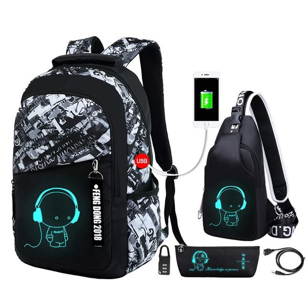 Sacs d'école Lumineux enfants école sac à dos garçons imperméable à l'eau Durable sacs d'école pour garçon lycéens Bookbag Mochilas Escolares 231204