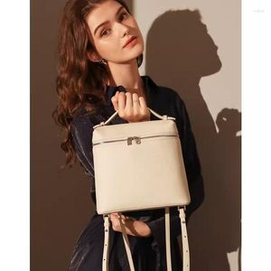 Sacs d'école Sac à dos de luxe femme véritable cuir de vachette multi-usage bandoulière fermeture éclair ouvert argent lettre cercle doux boîte carrée sac à main 23