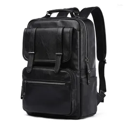 Sacs d'école Homme Sac à dos Men de voyage Bag de voyage Luxury Pu Leather Computer ordinateur pour les étudiants Business Casual Backpacks Business